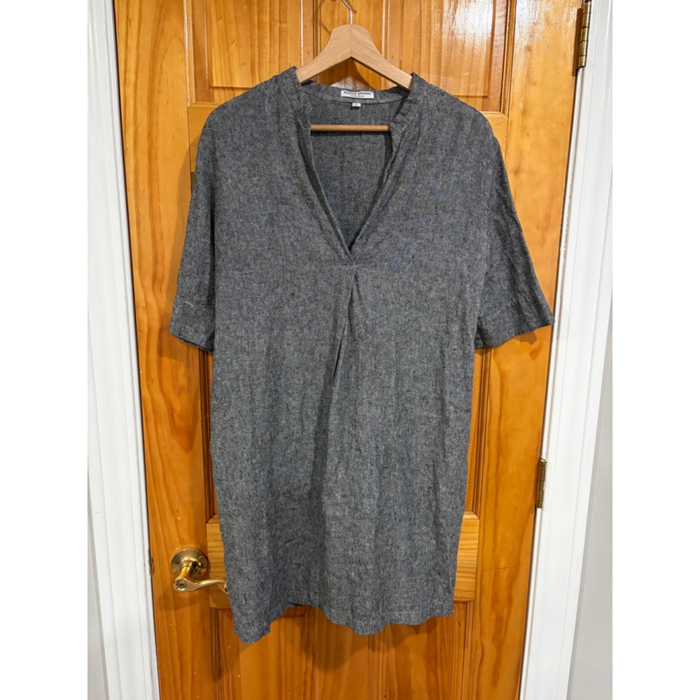 Marvin Browne Spitalfields 100% Linen Tunic Dress Grey Made In London Size L